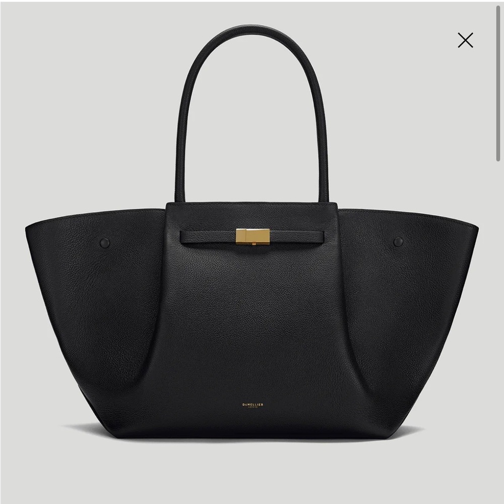 DeMellier Black Leather Tote Bag NWOT - Picture 2 of 7